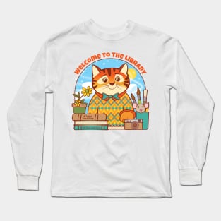 Library Welcome Tiger Cat and Mouse Long Sleeve T-Shirt